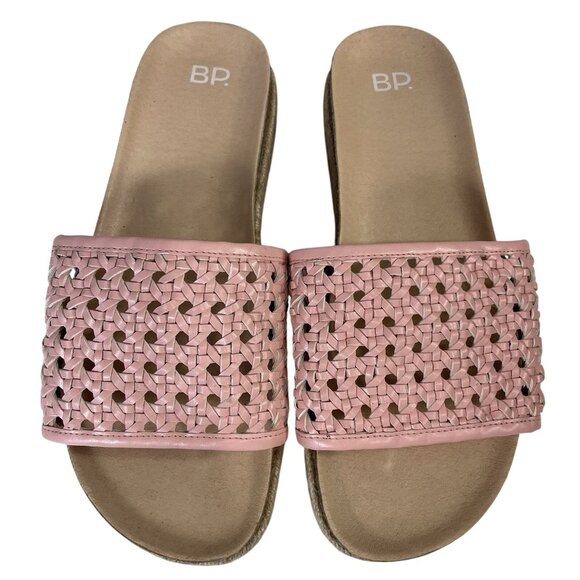 BP Chunky Platform Sandals Womens 9.5 Pink Espadrille Slip On Slide Shoes Boho - Picture 3 of 11